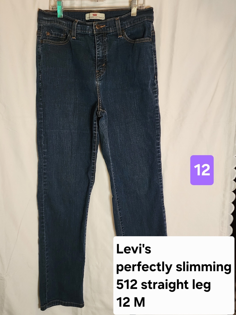 Levi’s 512 Perfectly Slimming Straight Leg Jeans Dark Wash Size 12M